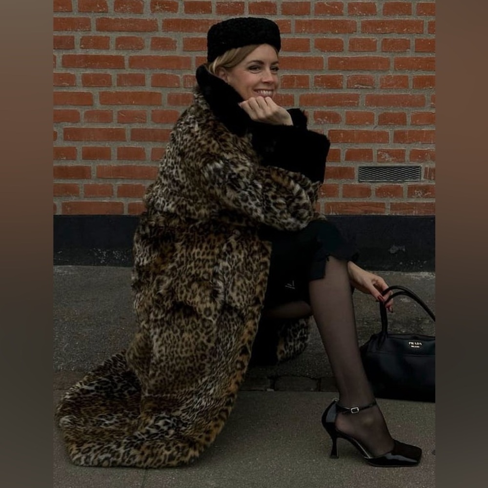 camille charriere x NA-KD leopard faux fur coat